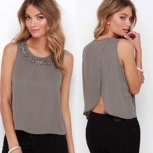 Lulu's | EMBELLISH THE STORY GREY BEADED TOP